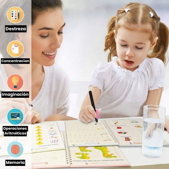 Kit Mágico de Caligrafía Reutilizable x4 Libros